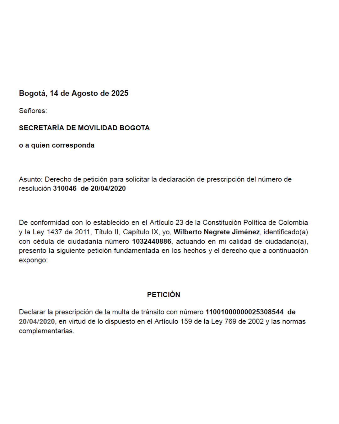 Antes - Comparendo: validación de causales y respuesta
